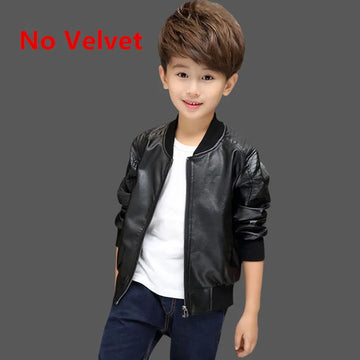 Boys Stylish PU Leather Jackets With Warm Velvety Cotton Inner Lining. (Also Available Without Lining)